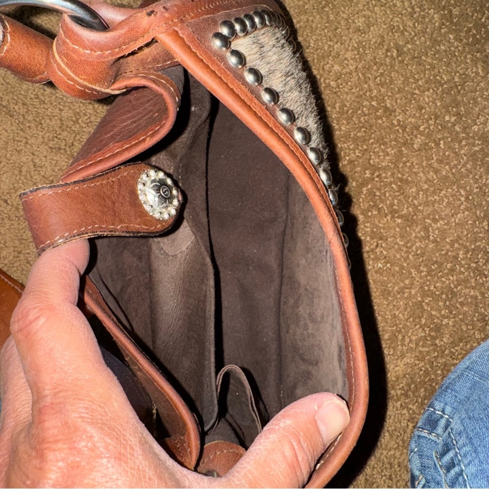 Brown and Tan Shoulder Bag with Western Accents - Picture 5 of 9
